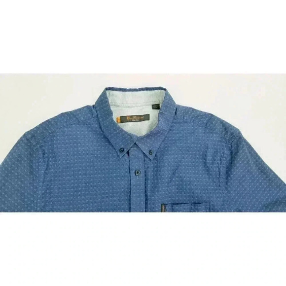 Ben Sherman Size Large Men Blue Pattern Pocket Logo Tag Short Sleeve Button Down - Picture 5 of 13